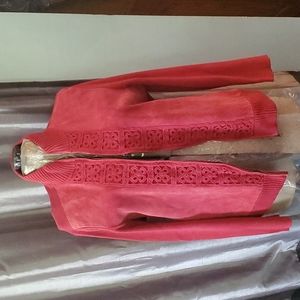 Plus Size Suede and Knit Jacket